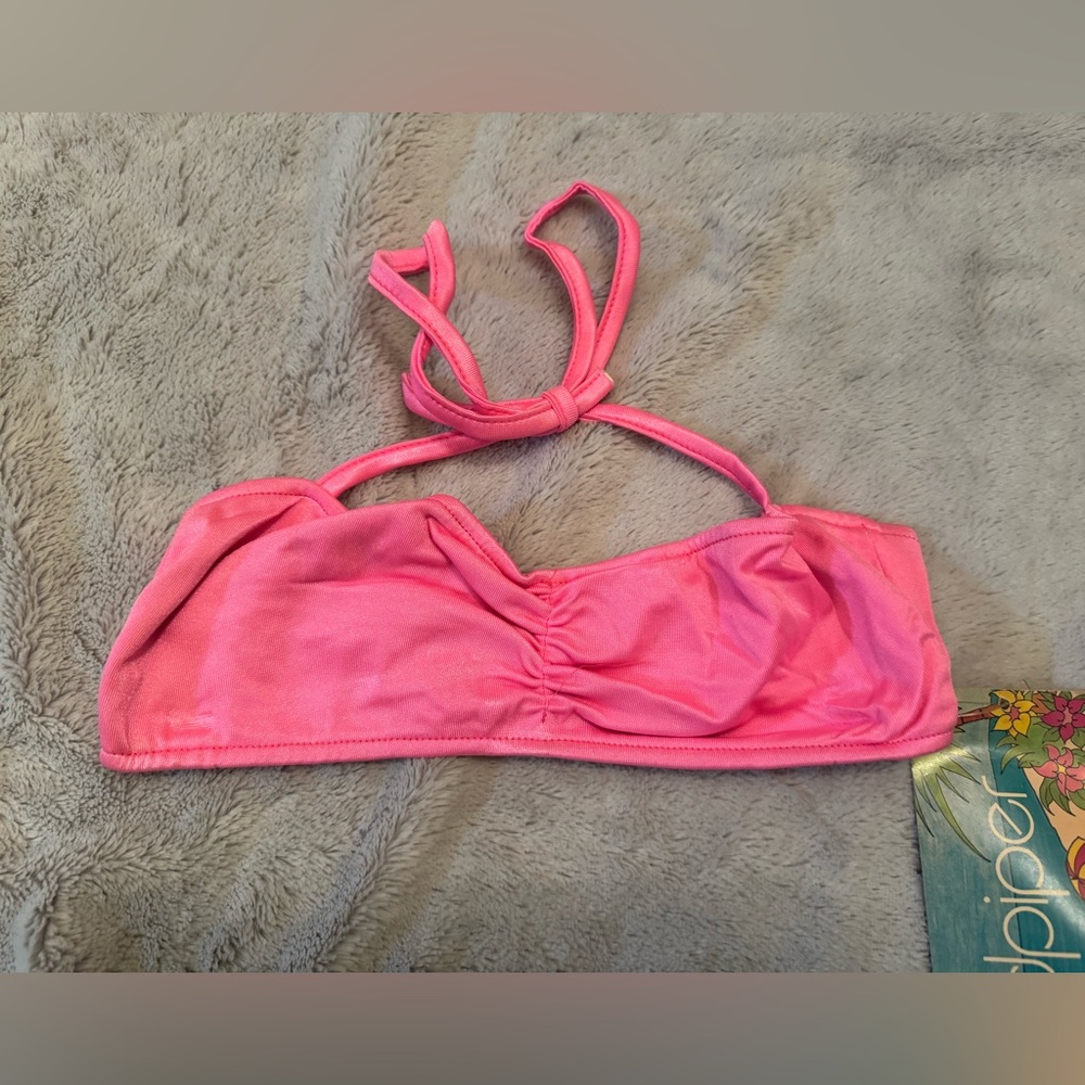 Vintage Sandpiper Bikini‎ Top Size 5/6 Pink NWT Halter Bandeau USA Made 80s 90s
